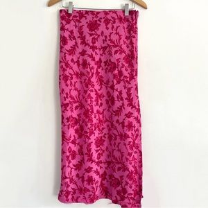 Urban Outfitters Pink Floral Midi Skirt